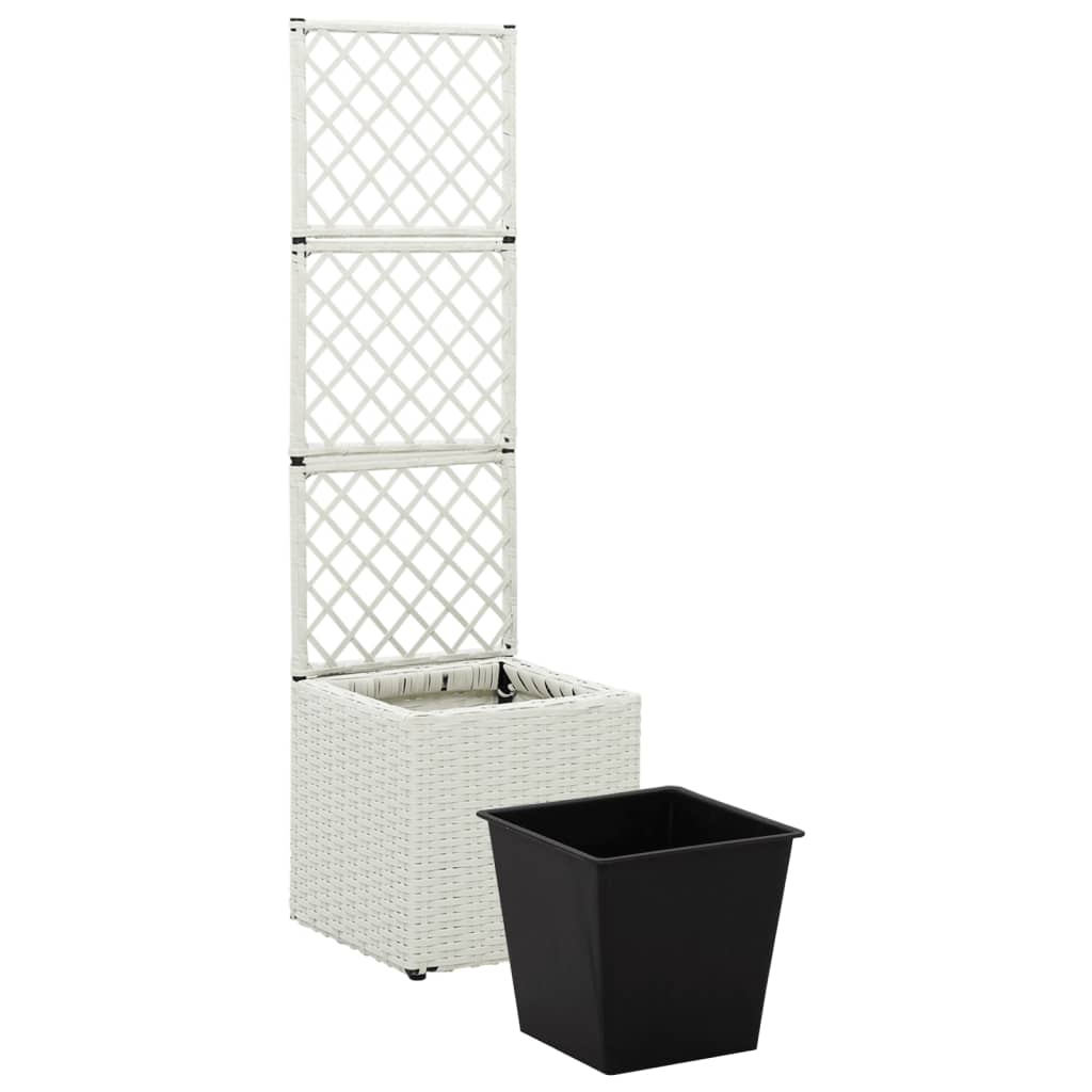 Latwerkplantenbak verhoogd met 1 pot 30x30x107 cm rattan