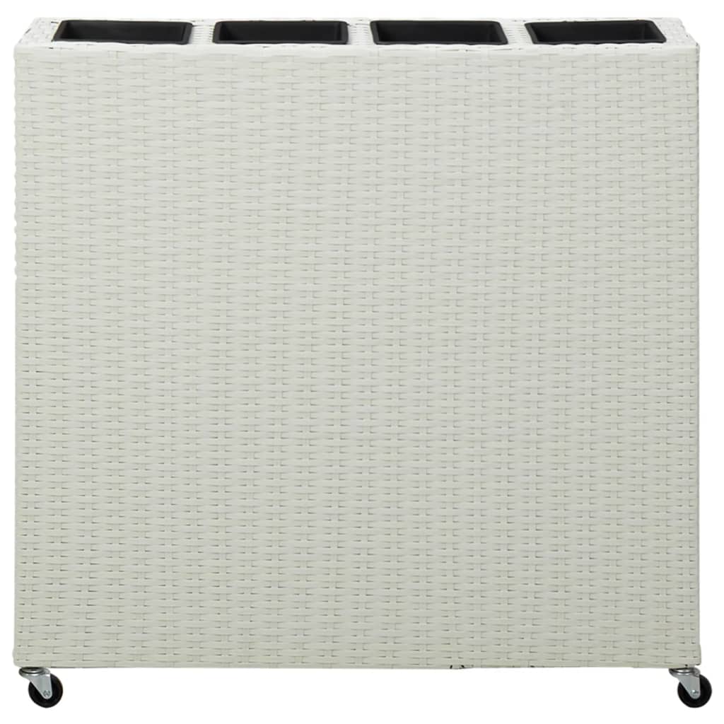 Plantenbak verhoogd met 4 potten 80x22x79 cm poly rattan bruin