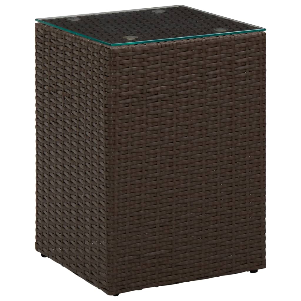 Bijzettafel met glazen blad 35x35x52 cm poly rattan