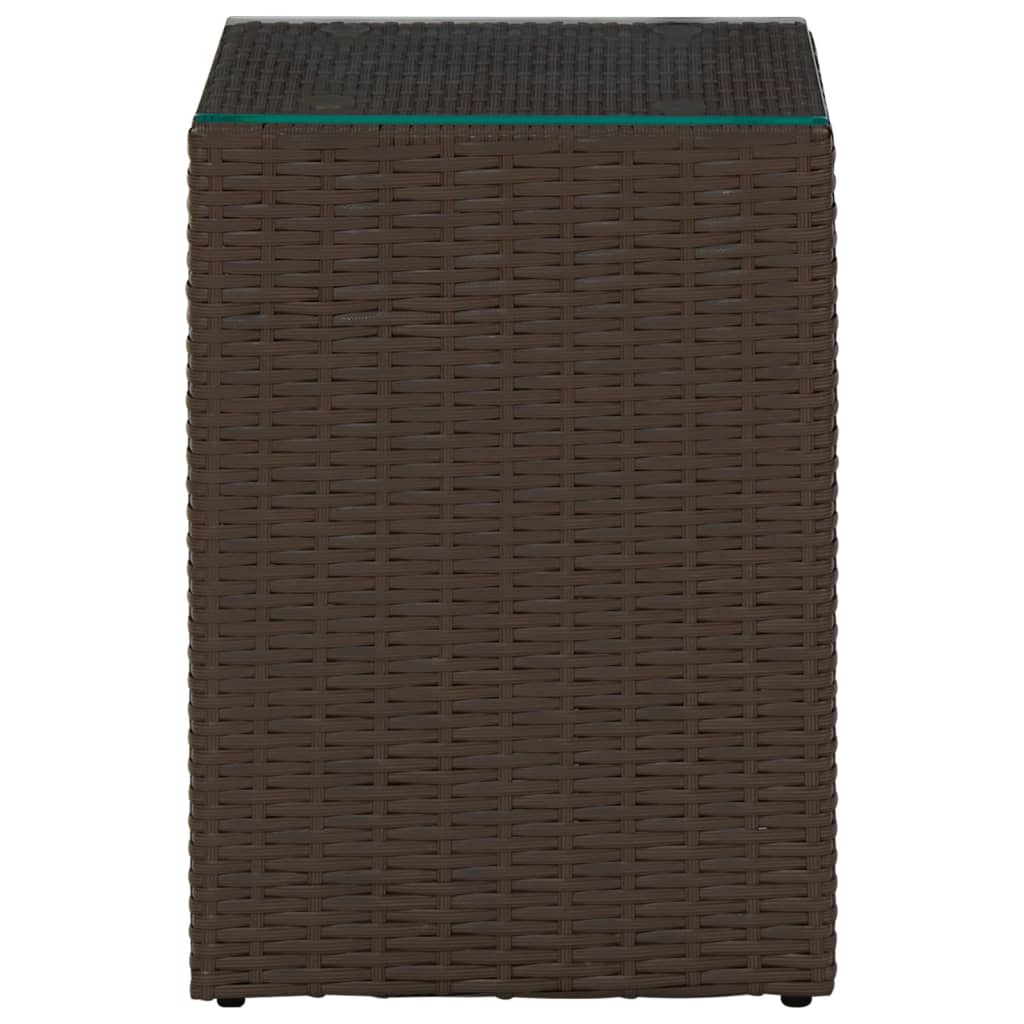 Bijzettafel met glazen blad 35x35x52 cm poly rattan