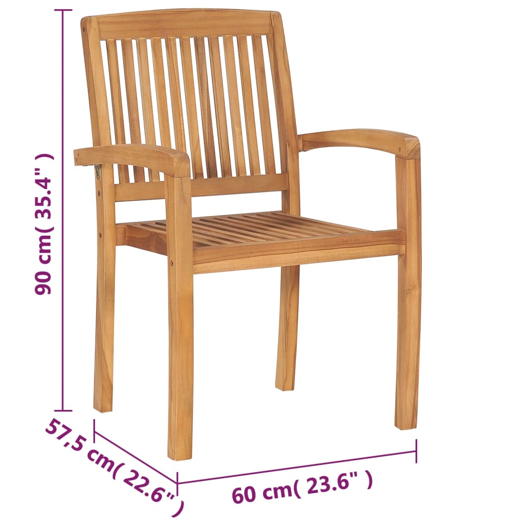 Tuinstoelen stapelbaar 8 st massief teakhout