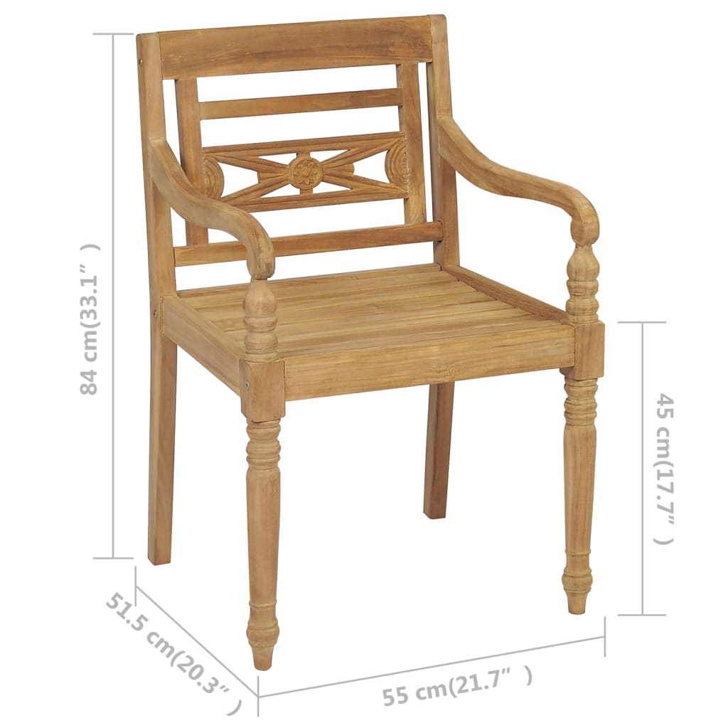 Stoelen Batavia 2 st met lichtblauwe kussens massief teakhout