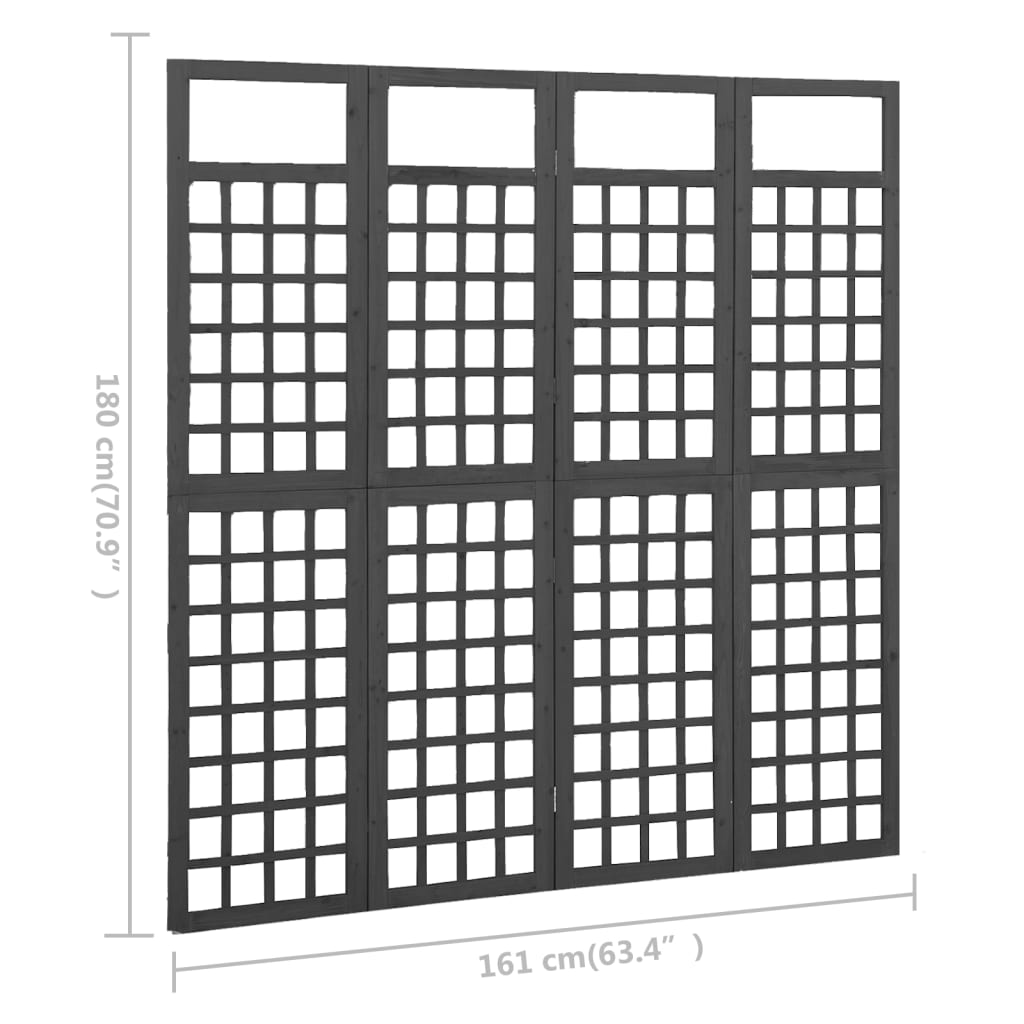 Kamerscherm/trellis met 4 panelen161x180 cm vurenhout