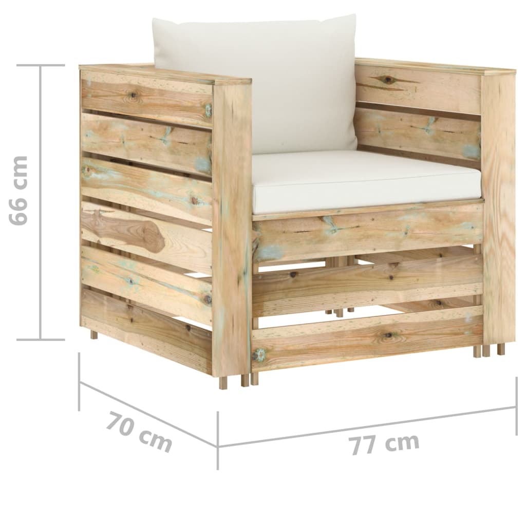 2-delige Loungeset met kussens groen geïmpregneerd hout