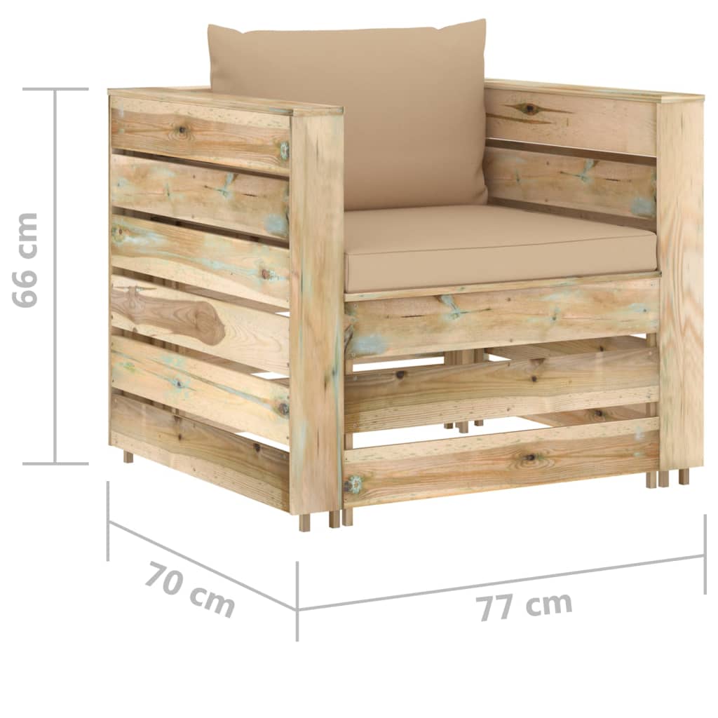 2-delige Loungeset met kussens groen geïmpregneerd hout