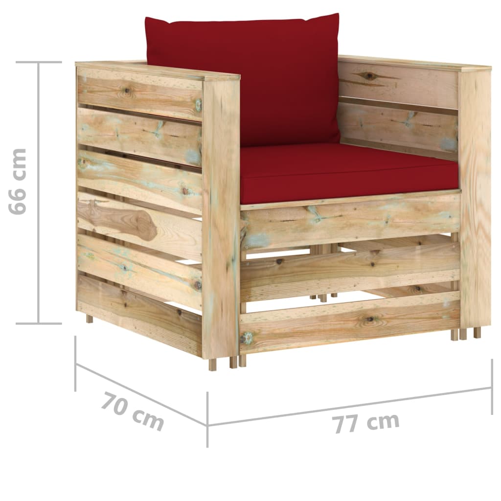 2-delige Loungeset met kussens groen geïmpregneerd hout