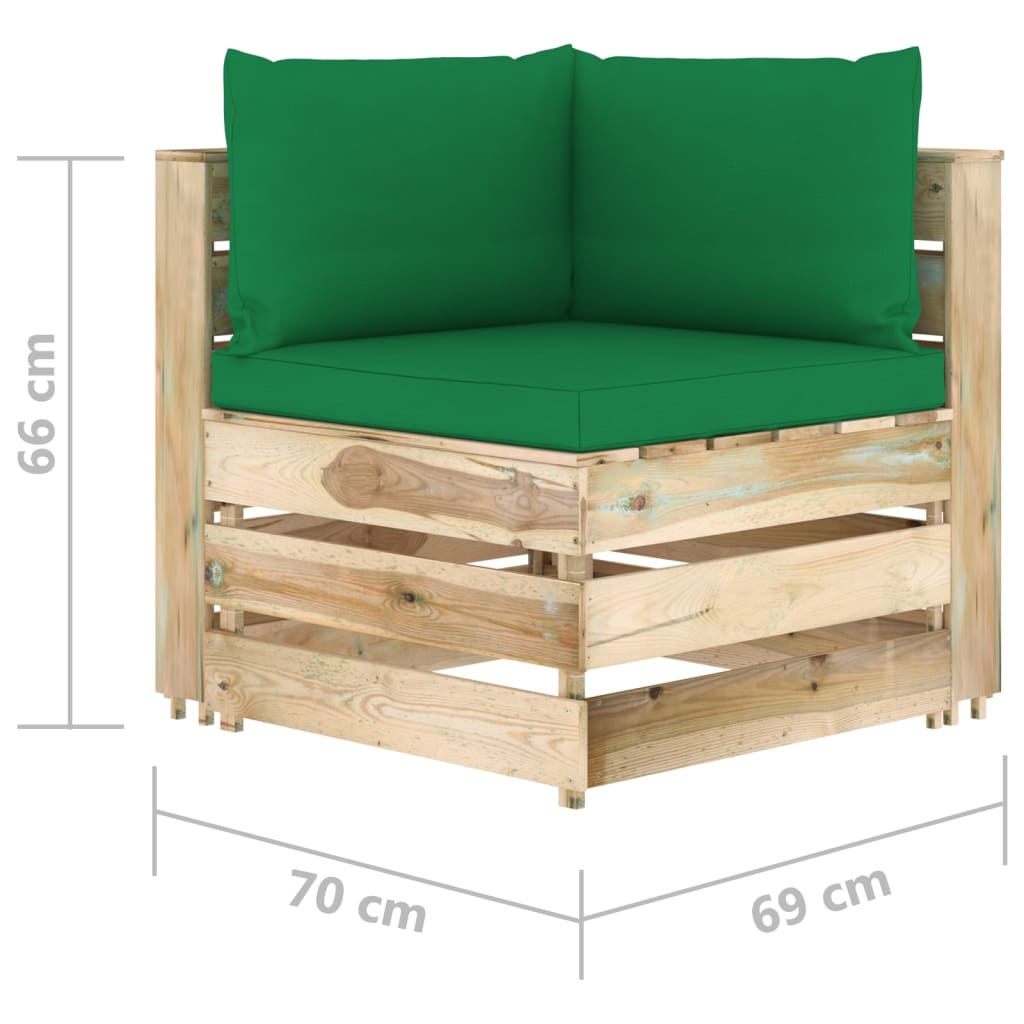 3-delige Loungeset met kussens geïmpregneerd hout