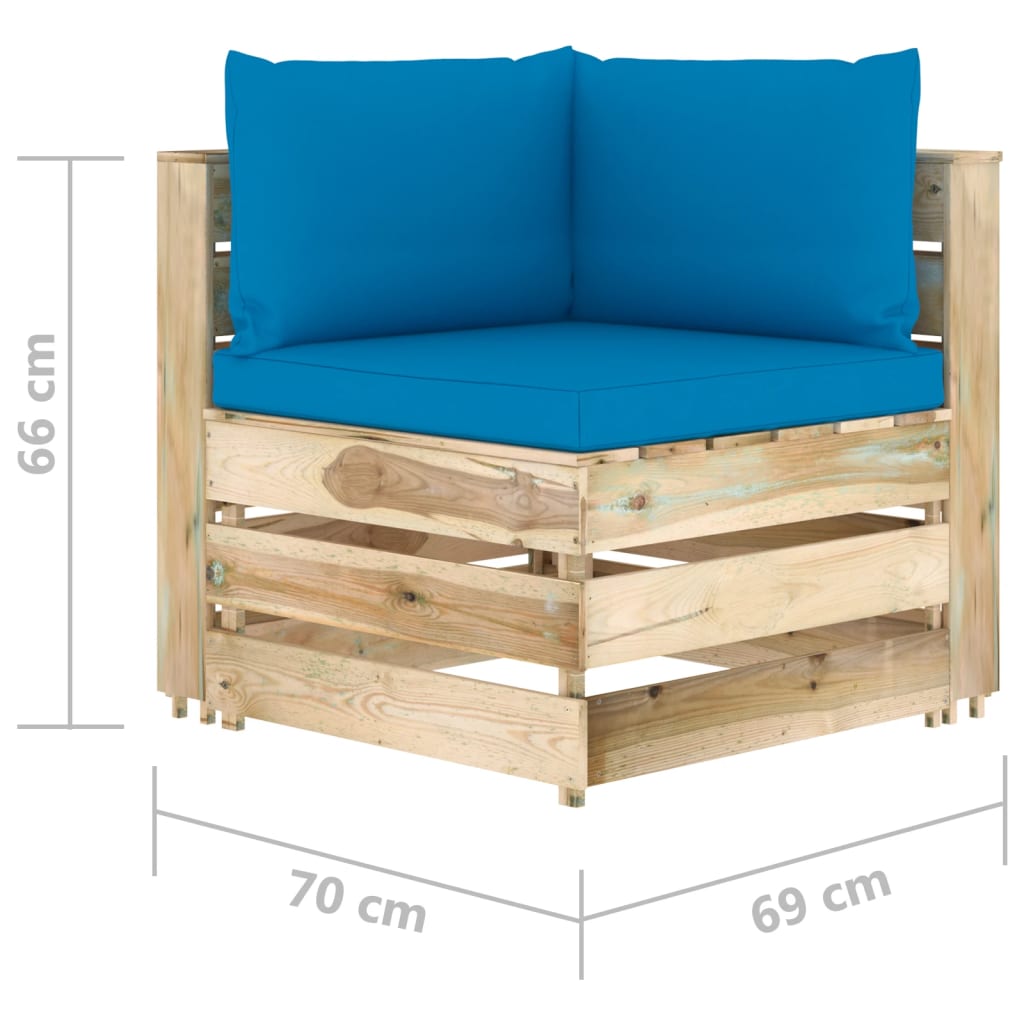 4-delige Loungeset met kussens geïmpregneerd hout