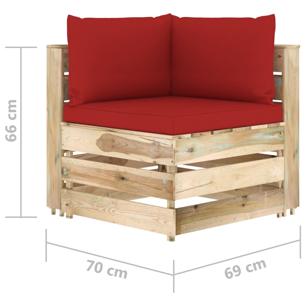 4-delige Loungeset met kussens geïmpregneerd hout