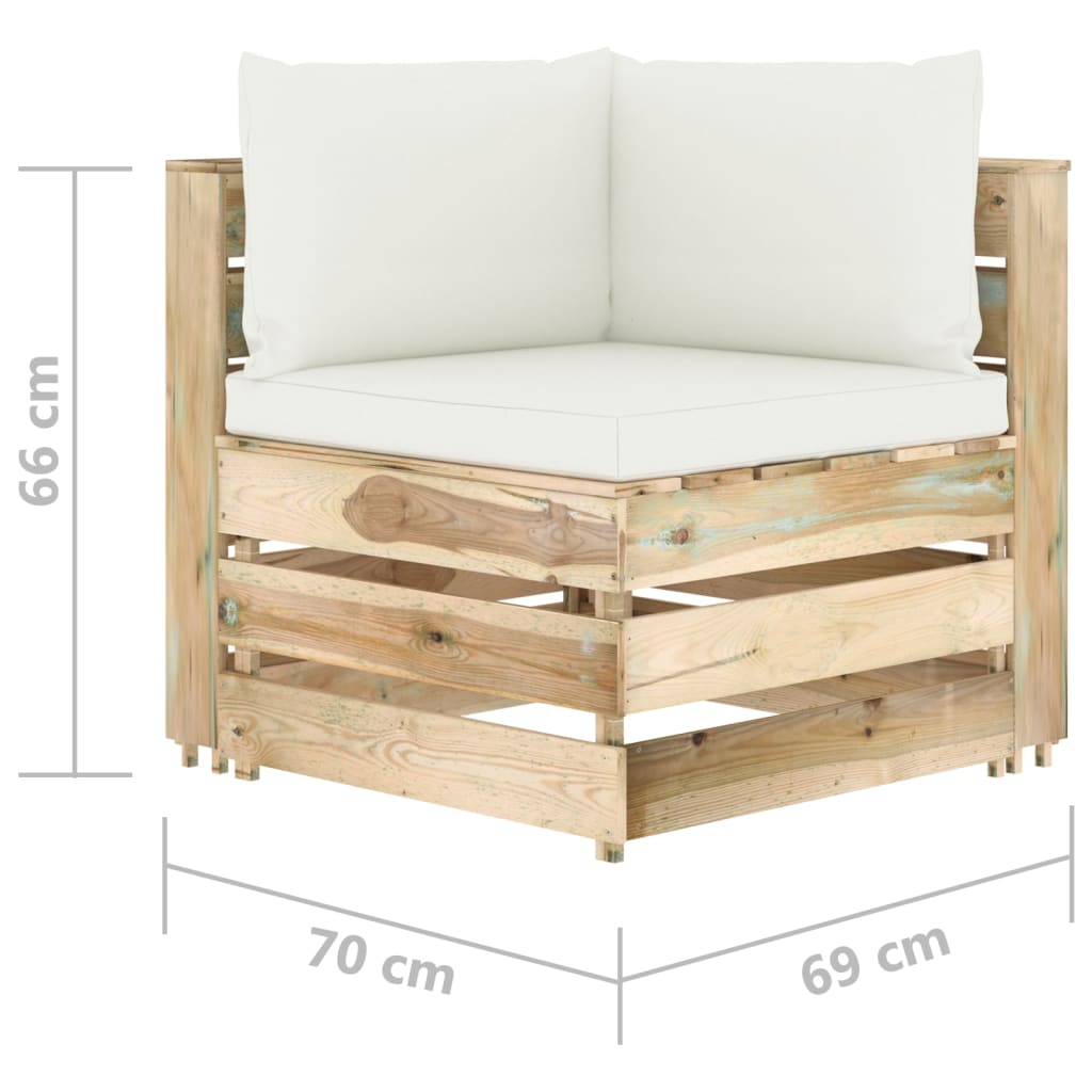 5-delige Loungeset met kussens geïmpregneerd hout