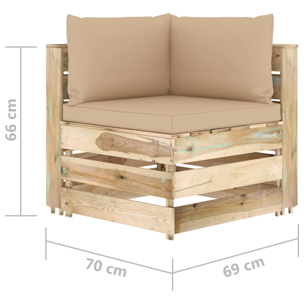 6-delige Loungeset met kussens geïmpregneerd hout