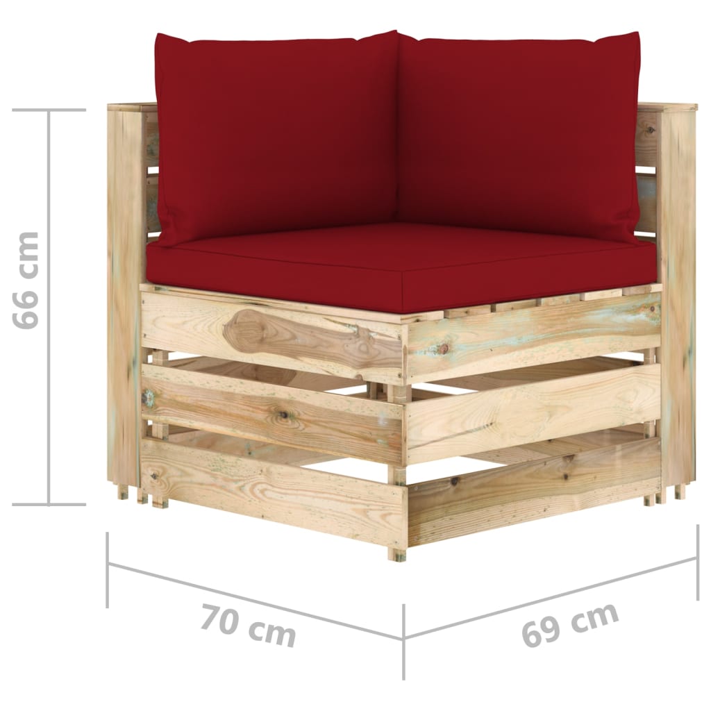 8-delige Loungeset met kussens geïmpregneerd hout