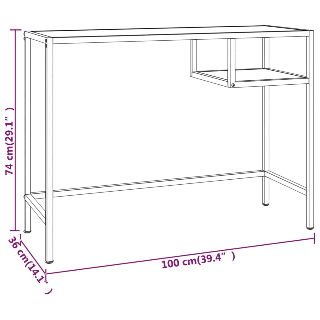 Computerbureau 100x36x74 cm glas