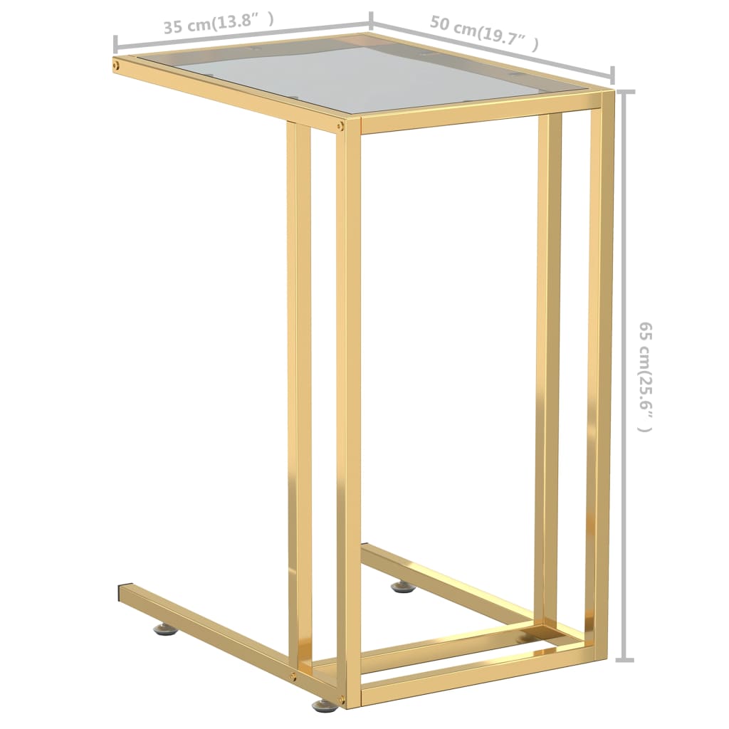 Computer bijzettafel 50x35x65 cm gehard glas