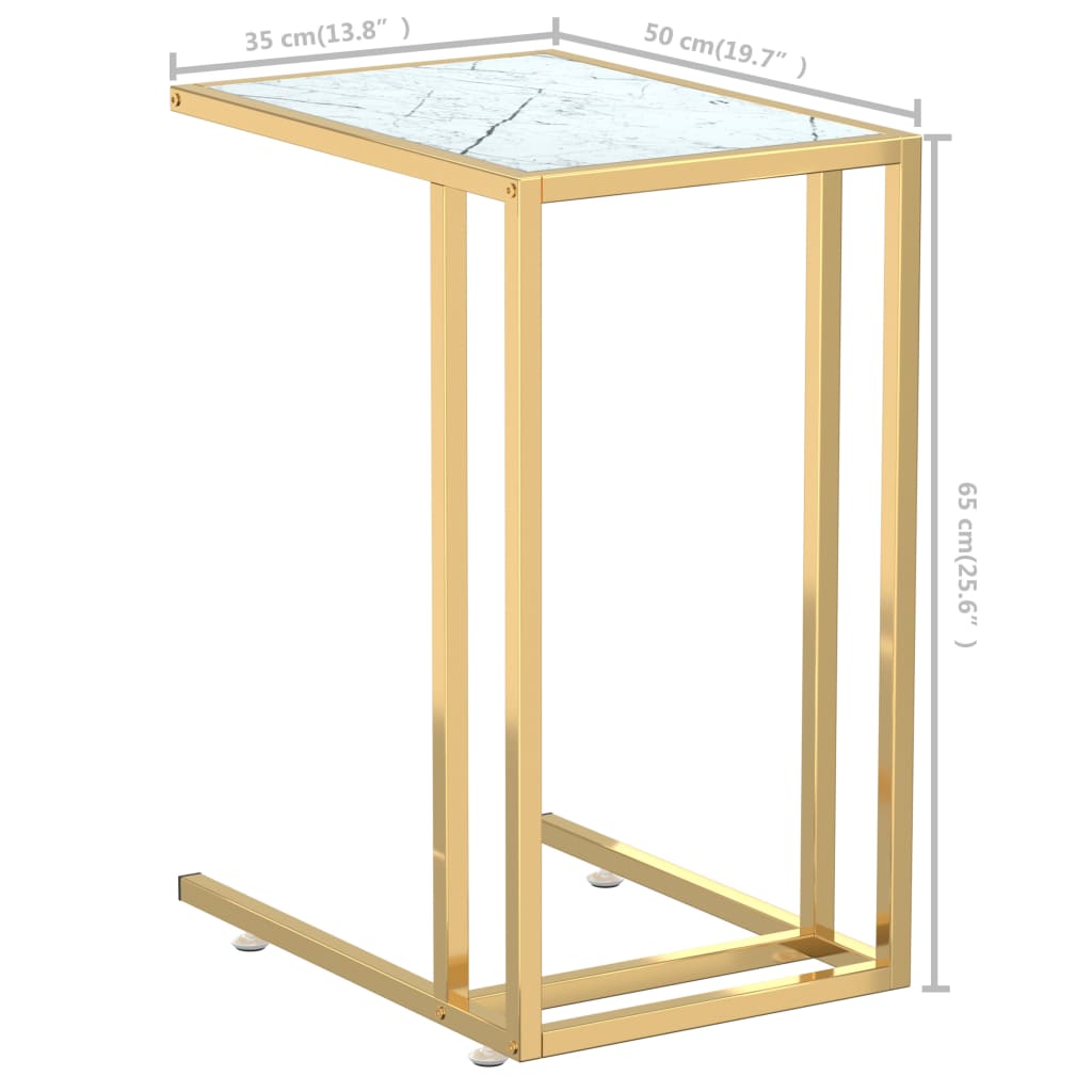 Computer bijzettafel 50x35x65 cm gehard glas