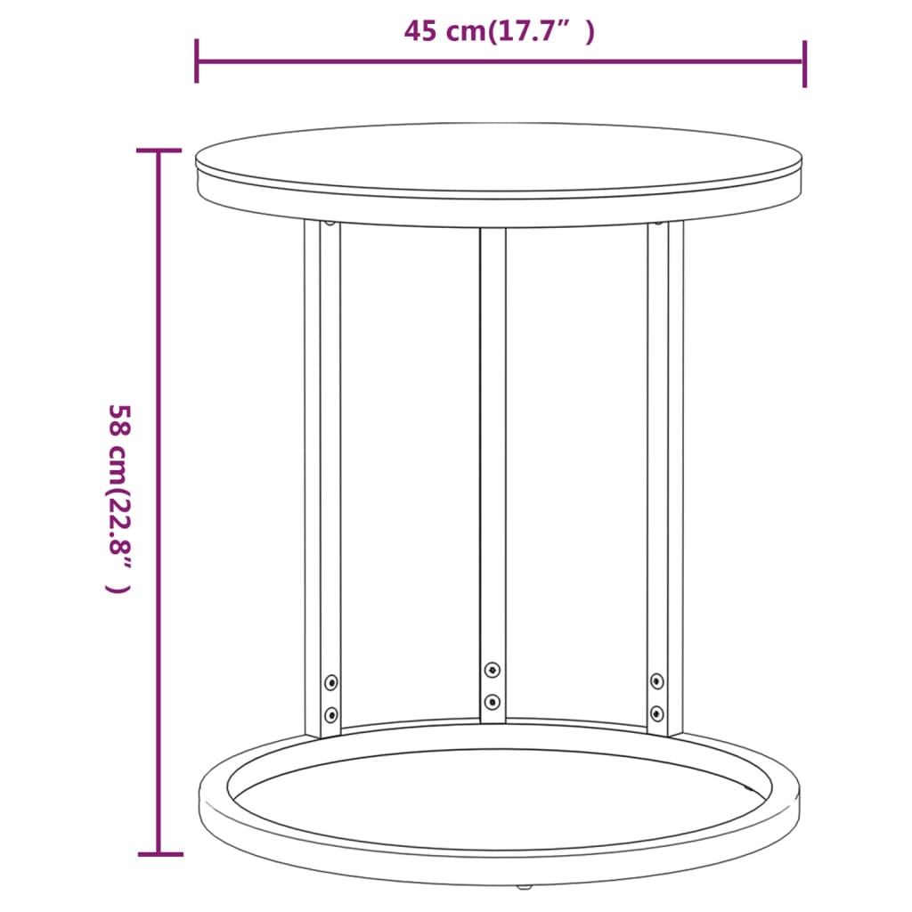 Bijzettafel 45 cm gehard glas goudkleurig