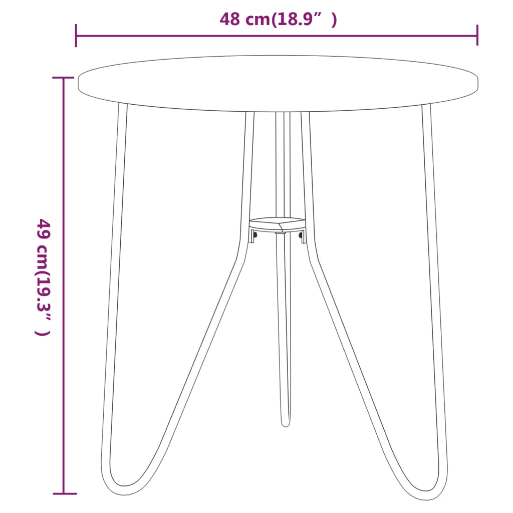 Salontafel 48 cm MDF en ijzer zwart