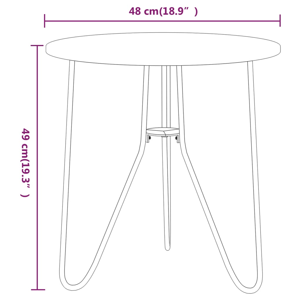 Salontafel 48 cm MDF en ijzer zwart