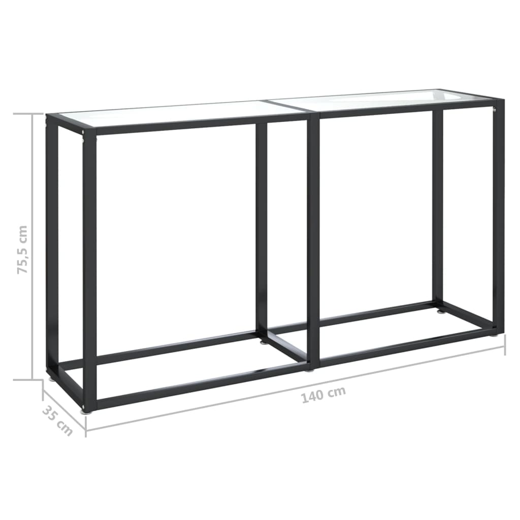 Wandtafel 220x35x75,5 cm gehard glas witmarmerkleurig