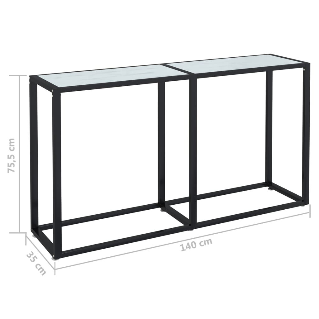 Wandtafel 220x35x75,5 cm gehard glas witmarmerkleurig