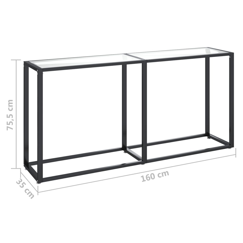 Wandtafel 220x35x75,5 cm gehard glas witmarmerkleurig