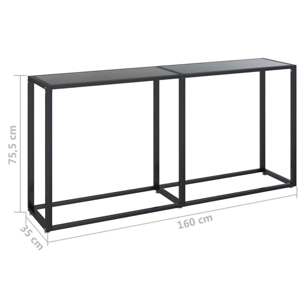 Wandtafel 140x35x75,5 cm gehard glas zwartmarmerkleurig