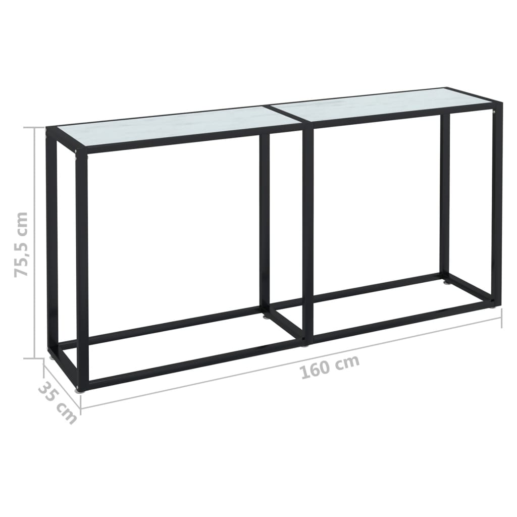 Wandtafel 140x35x75,5 cm gehard glas zwartmarmerkleurig