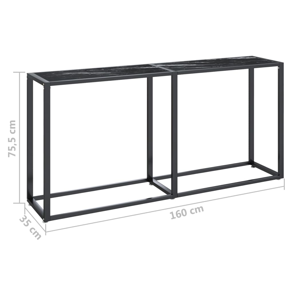 Wandtafel 140x35x75,5 cm gehard glas zwartmarmerkleurig