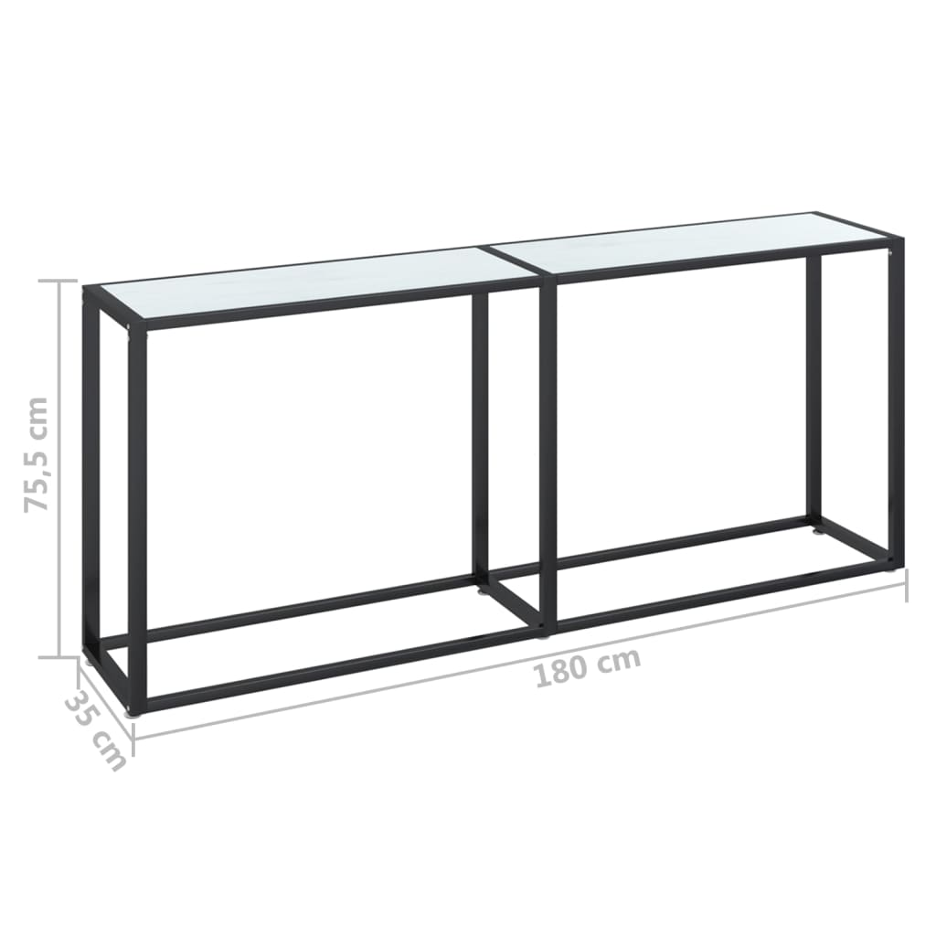 Wandtafel 220x35x75,5 cm gehard glas witmarmerkleurig