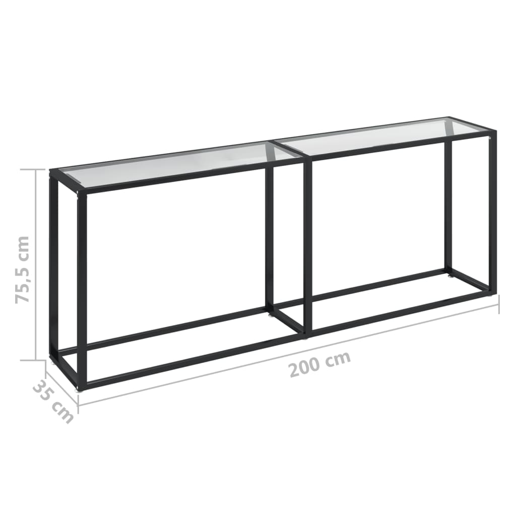 Wandtafel 220x35x75,5 cm gehard glas witmarmerkleurig