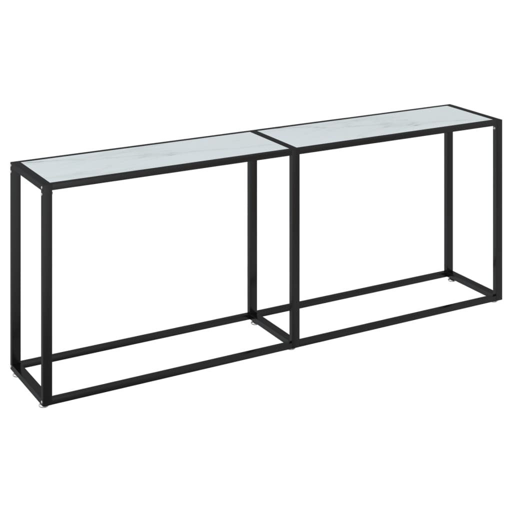 Wandtafel 220x35x75,5 cm gehard glas witmarmerkleurig