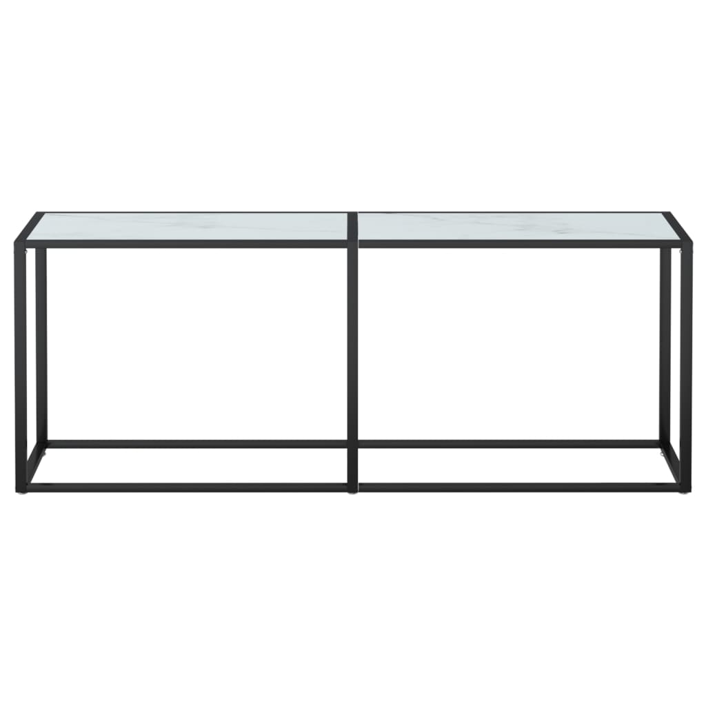 Wandtafel 140x35x75,5 cm gehard glas zwartmarmerkleurig