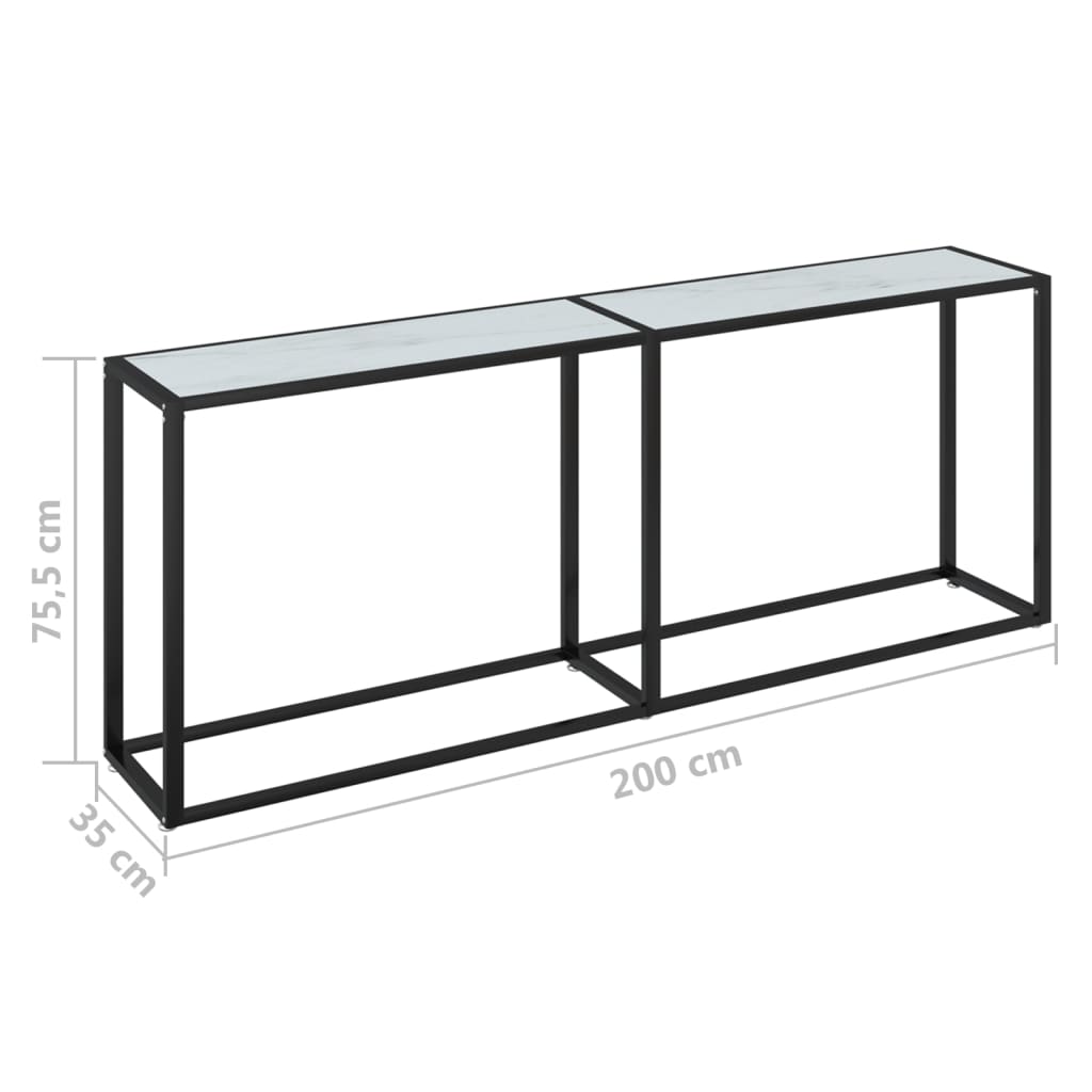 Wandtafel 140x35x75,5 cm gehard glas zwartmarmerkleurig