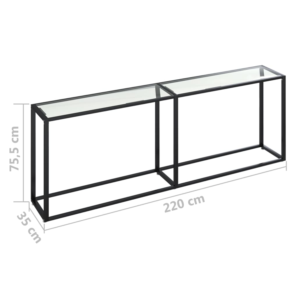 Wandtafel 220x35x75,5 cm gehard glas witmarmerkleurig