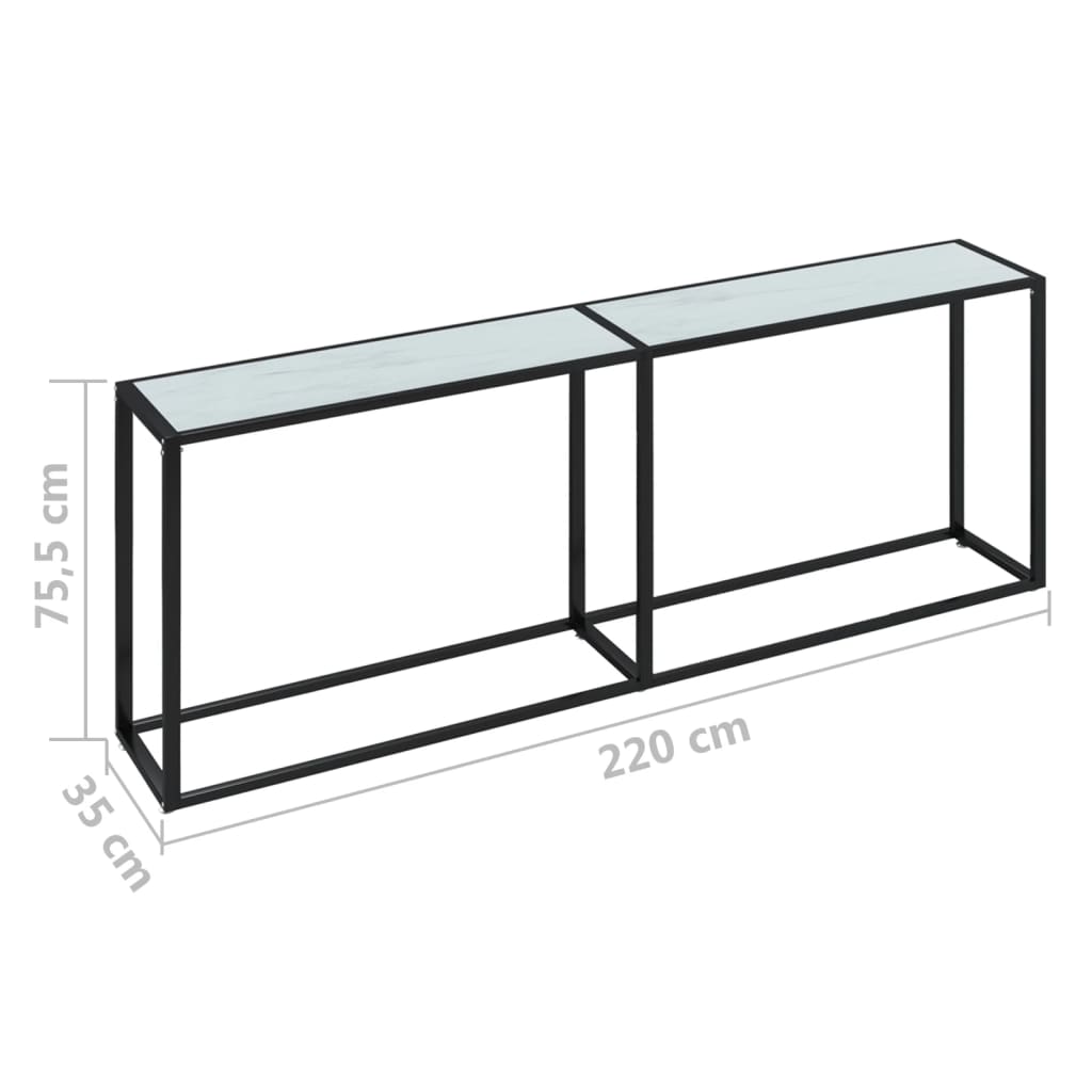 Wandtafel 140x35x75,5 cm gehard glas zwartmarmerkleurig