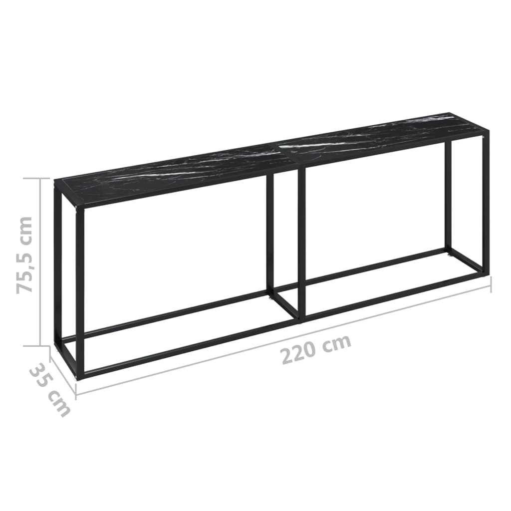 Wandtafel 140x35x75,5 cm gehard glas zwartmarmerkleurig