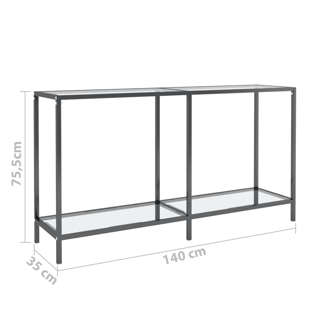 Wandtafel 200x35x75,5 cm gehard glas zwart