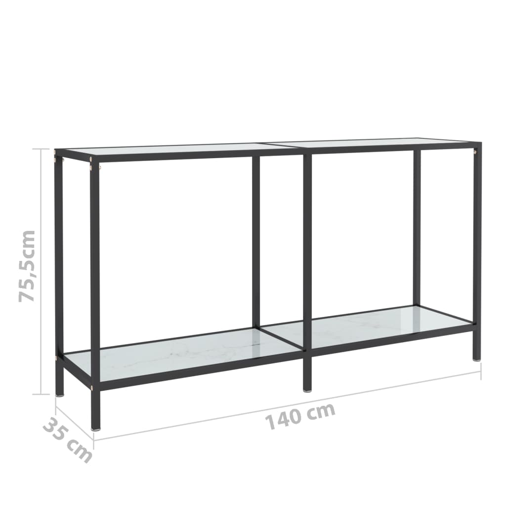 Wandtafel 200x35x75,5 cm gehard glas zwart