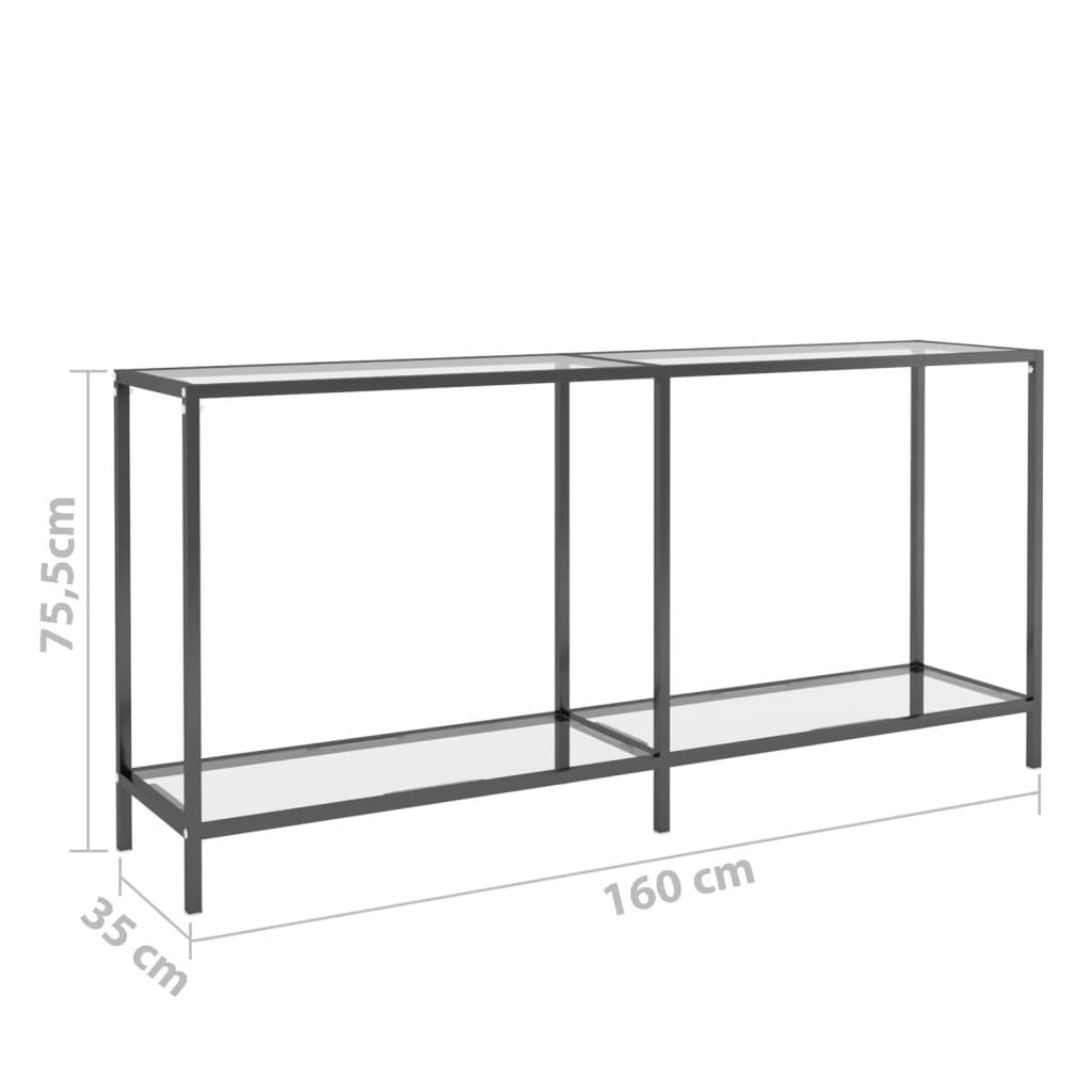 Wandtafel 200x35x75,5 cm gehard glas zwart