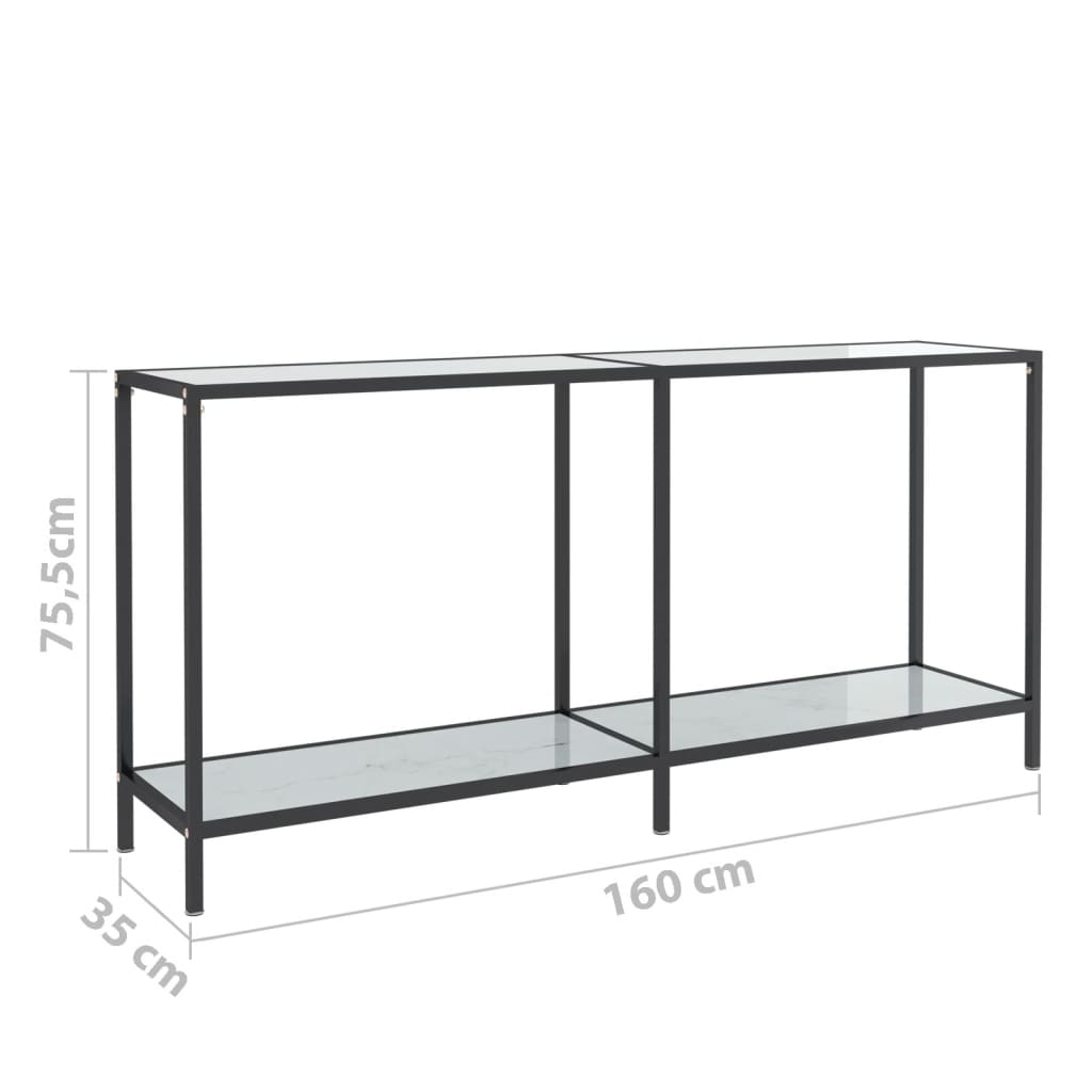 Wandtafel 200x35x75,5 cm gehard glas zwart