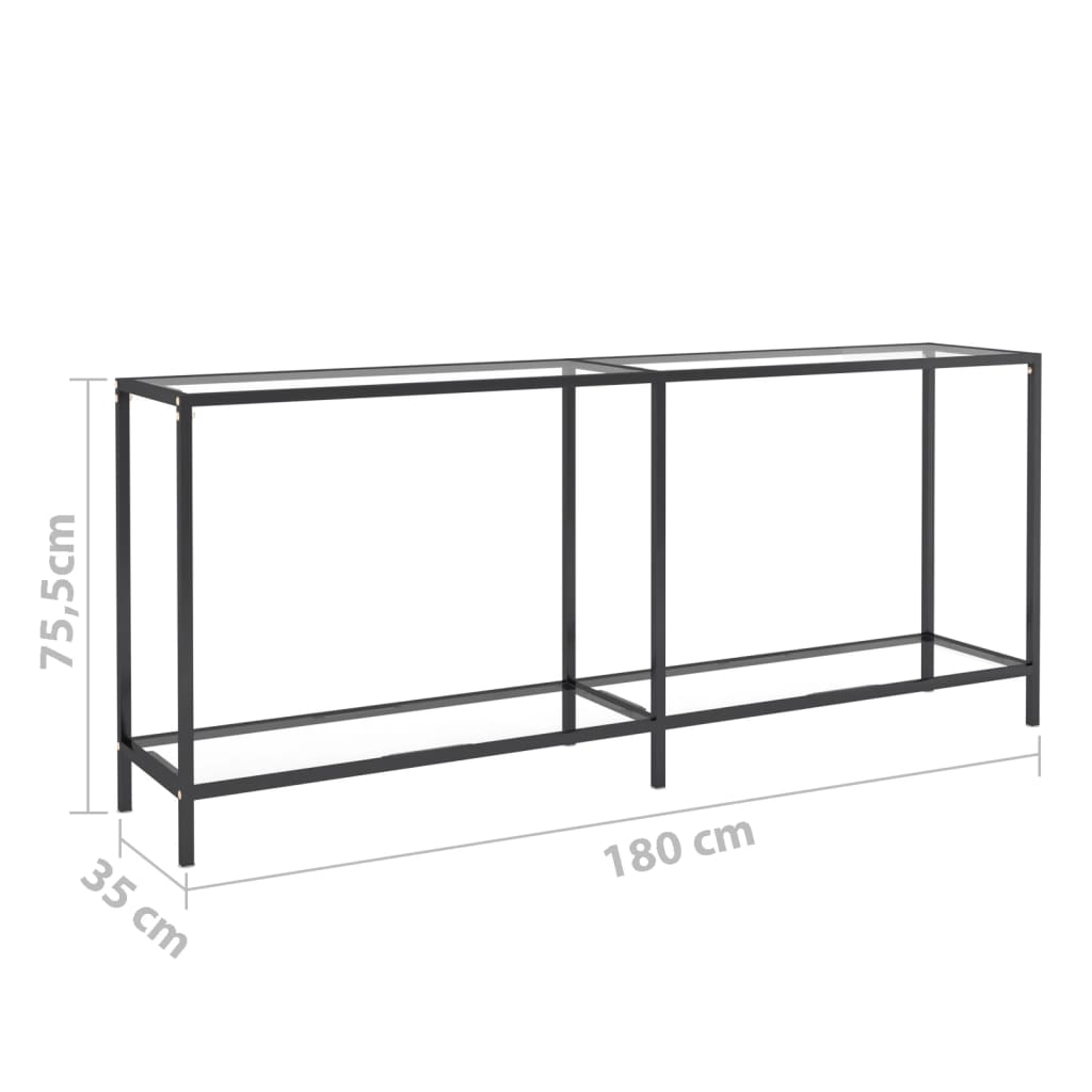 Wandtafel 200x35x75,5 cm gehard glas zwart