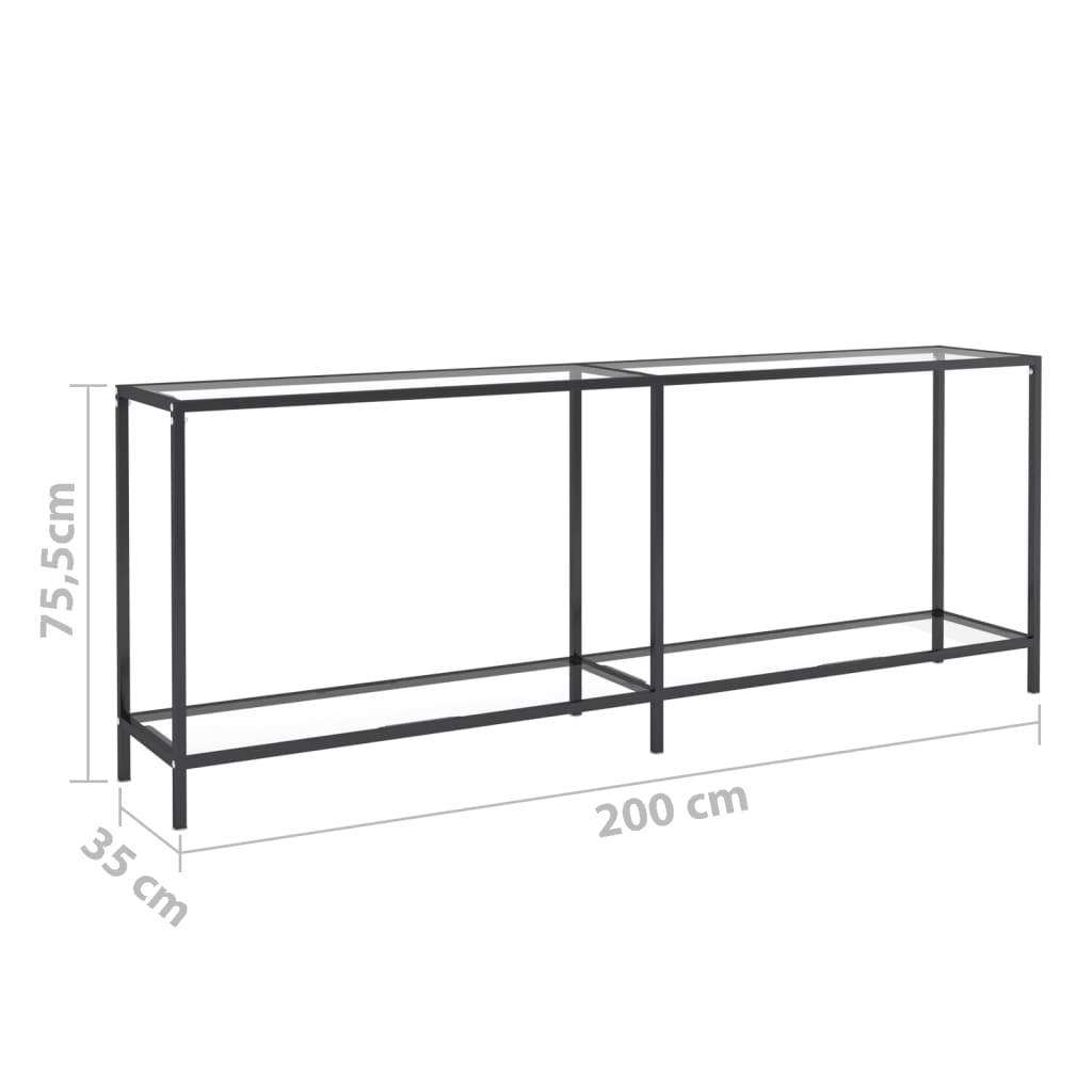 Wandtafel 200x35x75,5 cm gehard glas zwart