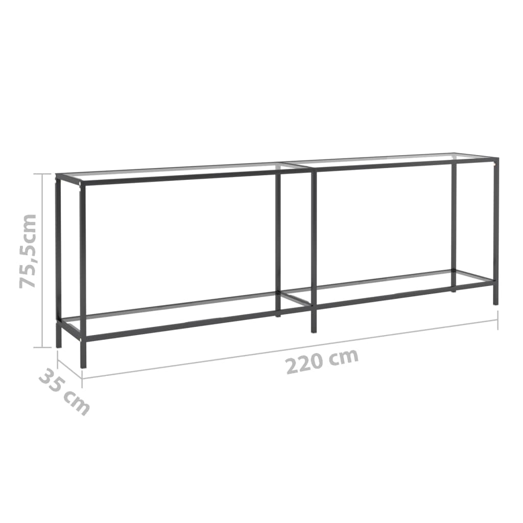 Wandtafel 200x35x75,5 cm gehard glas zwart