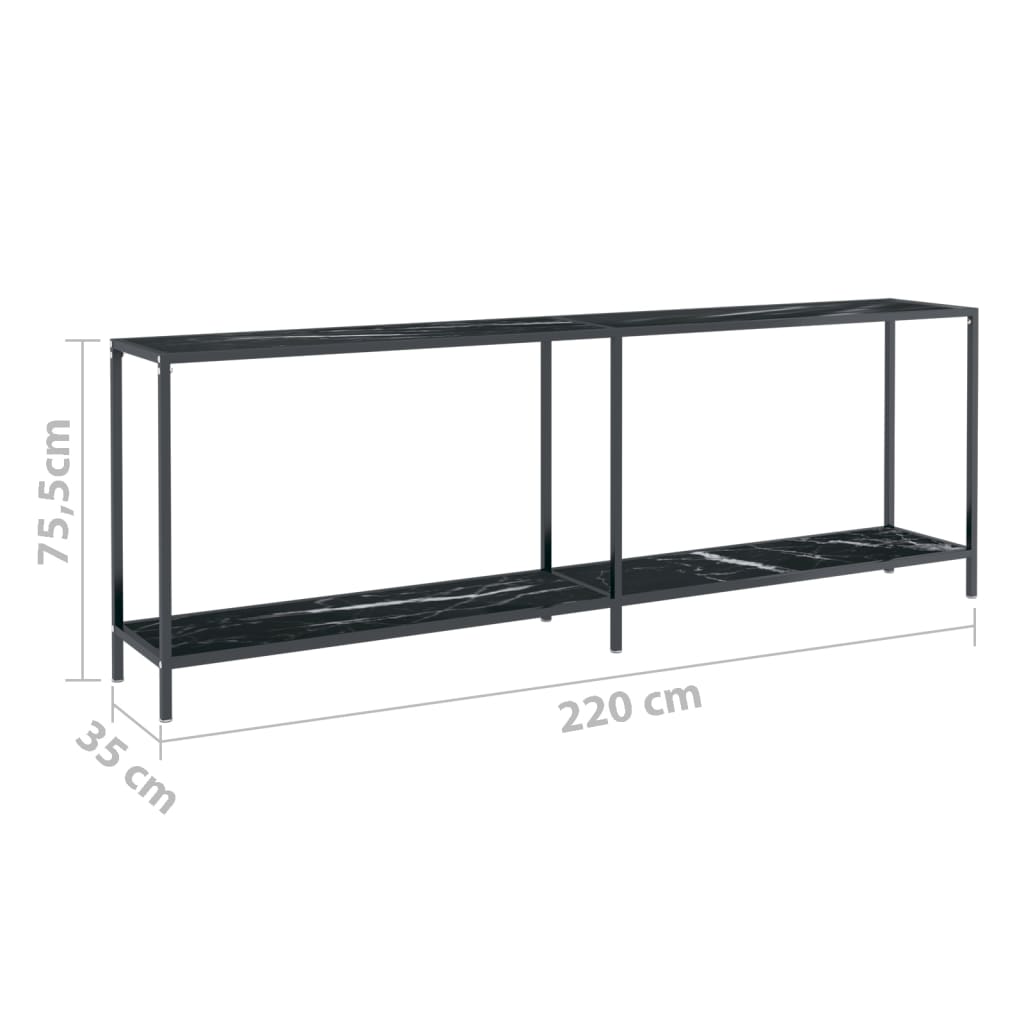 Wandtafel 200x35x75,5 cm gehard glas zwart