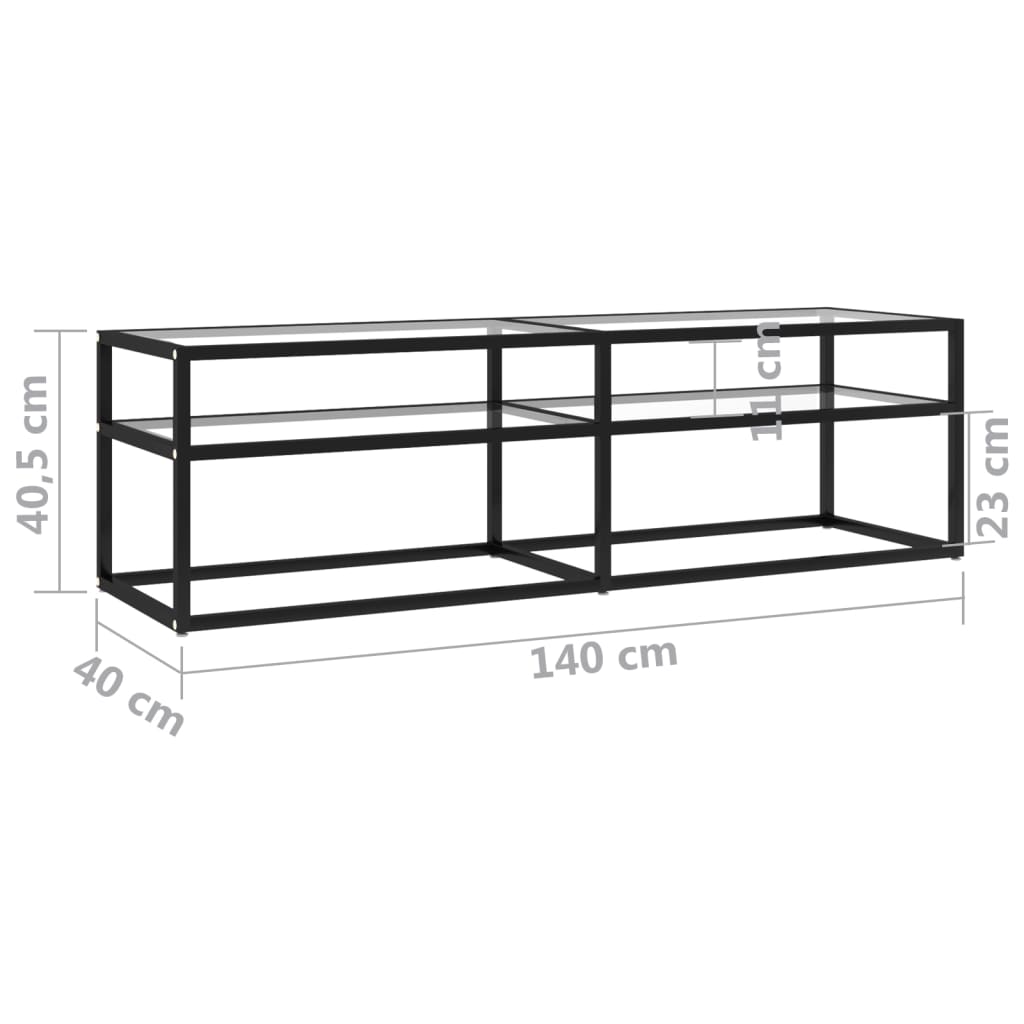 Tv-meubel 160x40x40,5 gehard glas zwart