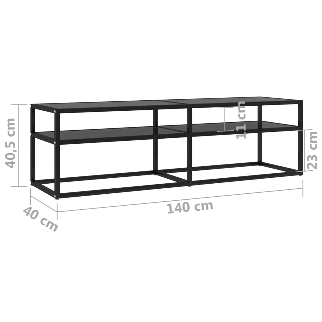 Tv-meubel 160x40x40,5 gehard glas zwart