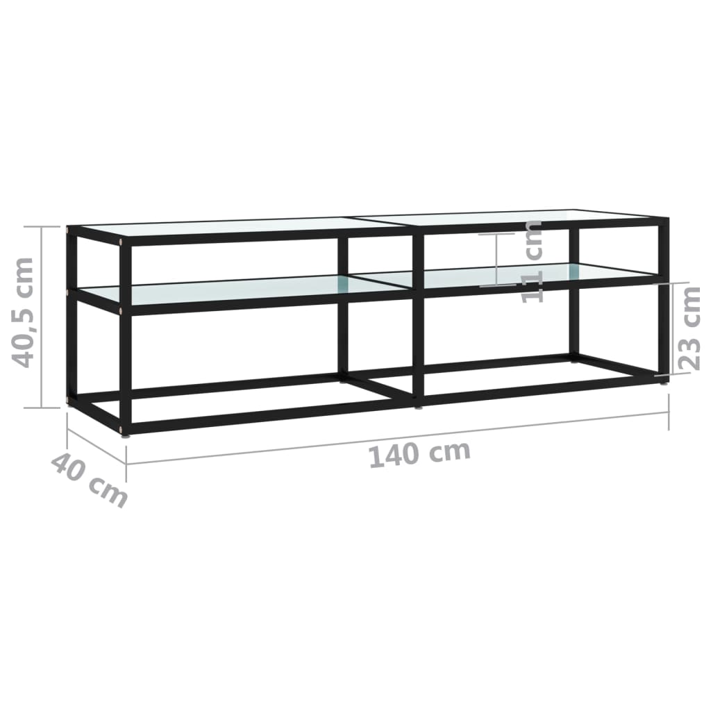 Tv-meubel 160x40x40,5 gehard glas zwart