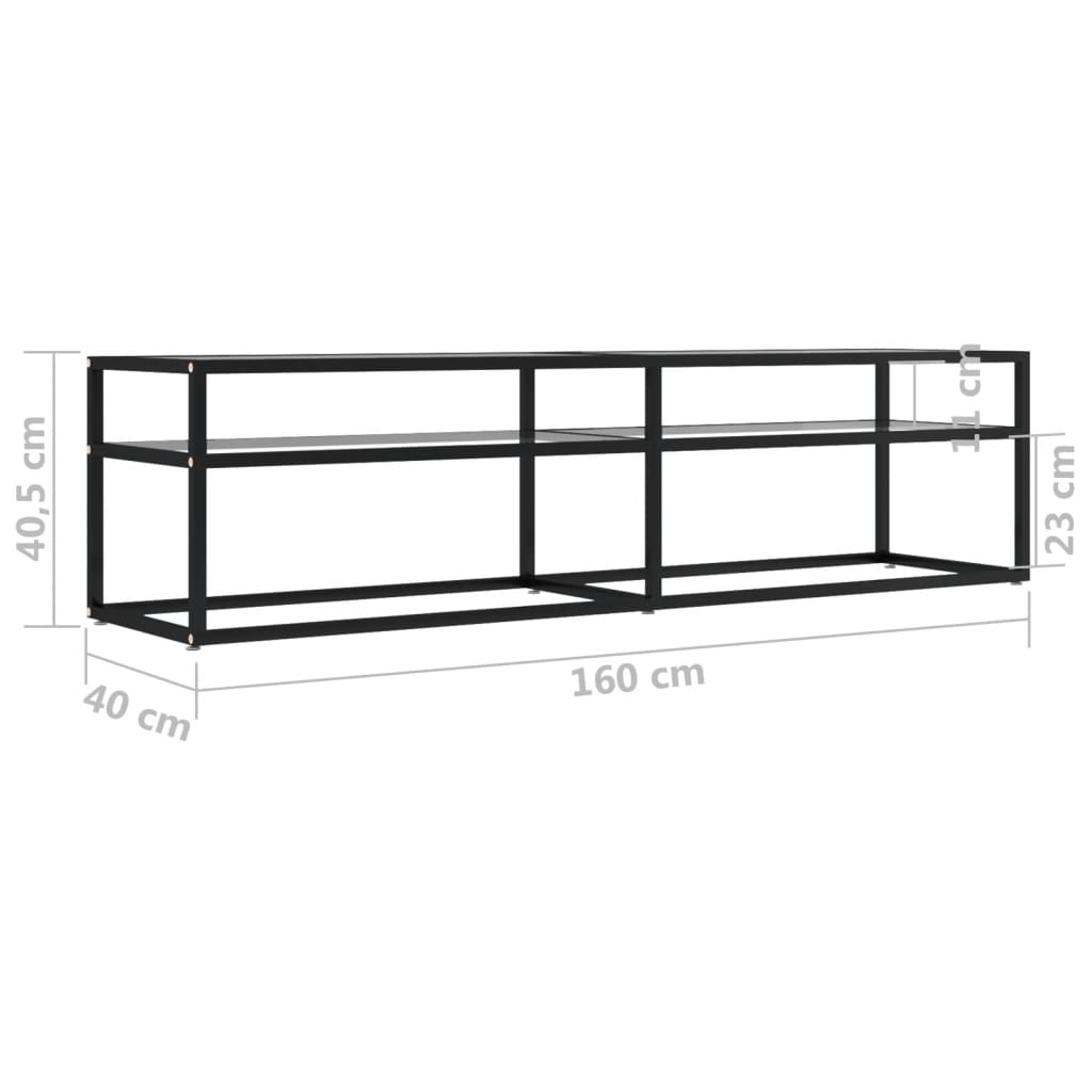 Tv-meubel 160x40x40,5 gehard glas zwart