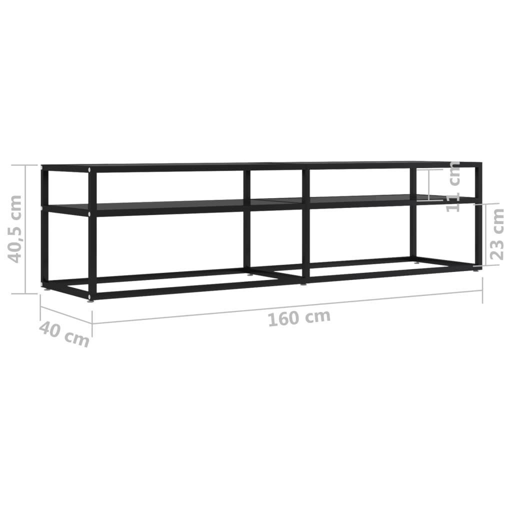 Tv-meubel 160x40x40,5 gehard glas zwart