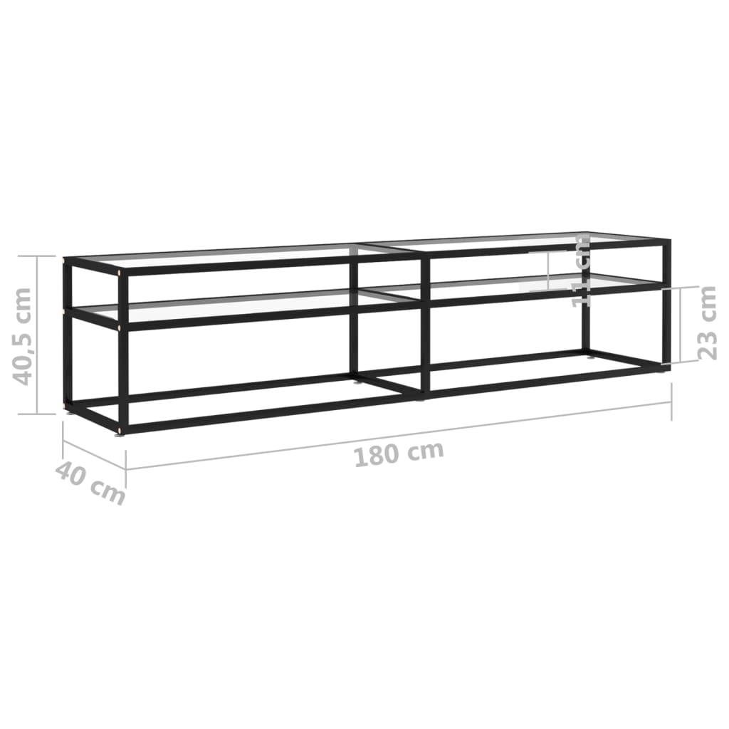 Tv-meubel 160x40x40,5 gehard glas zwart